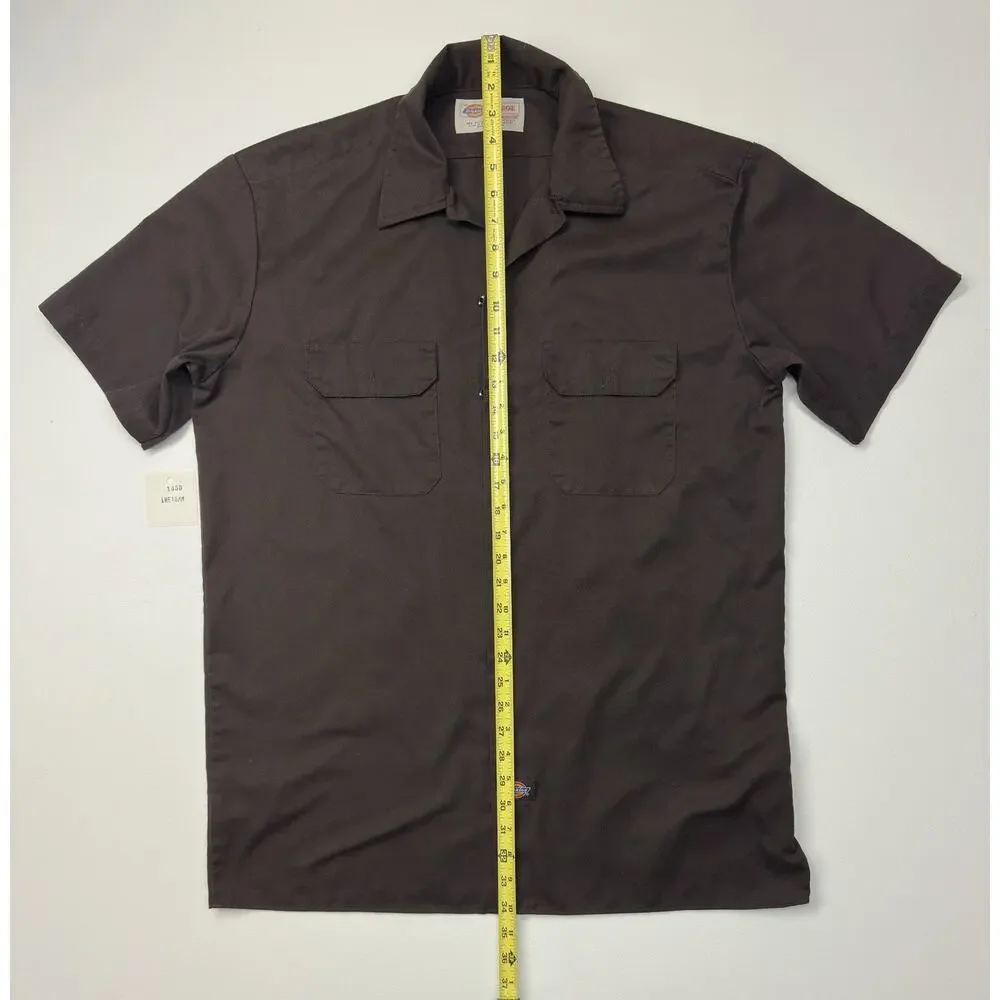 Used Dark Brown Dickies Men's Short Sleeve Work Shirt Large
